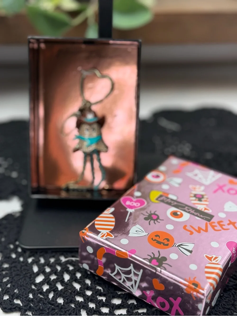 betsey johnson rhinestone ghost cowboy keychain bag charm halloween
